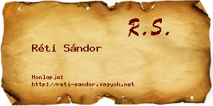 Réti Sándor névjegykártya